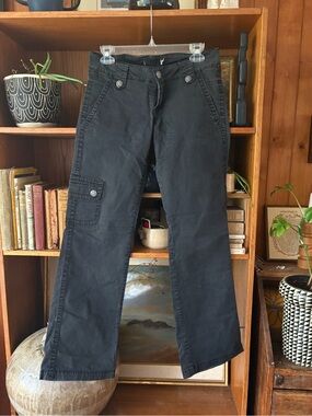 Grunge Fairycore Y2K Black Low Rise Cargo Flare Pants 27”